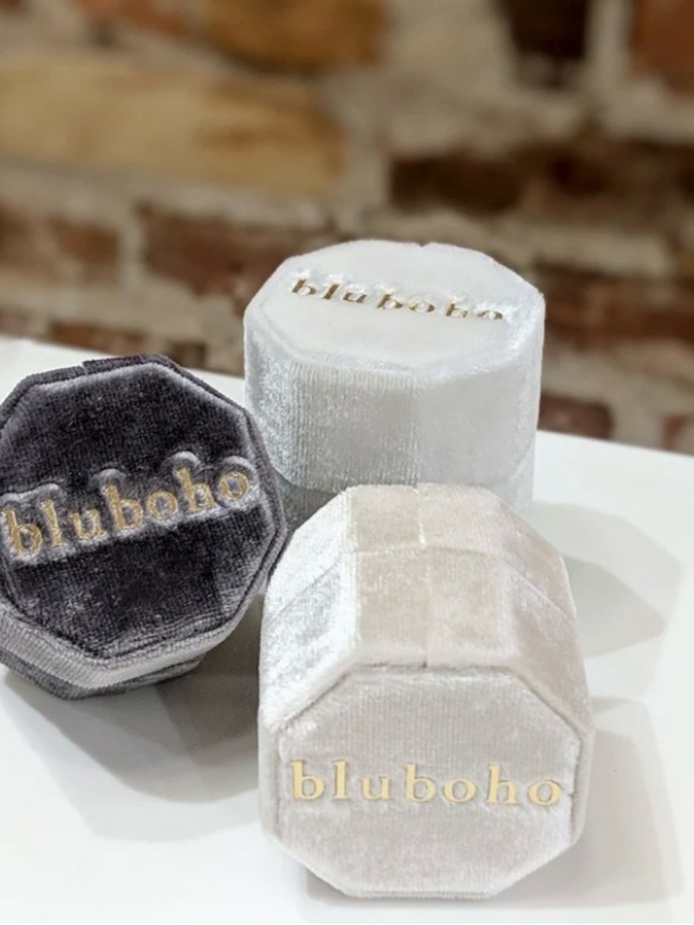 bluboho velvet ring box - white